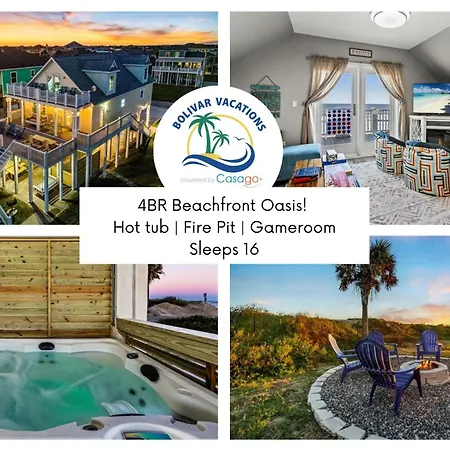 Seahaven Beachfront Oasis! Hottub, Gameroom, Firepit! Seahaven By Bolivar Vacations